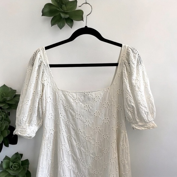 AE Puff Sleeve Eyelet Prairie Babydoll Mini Dress - Picture 2 of 6